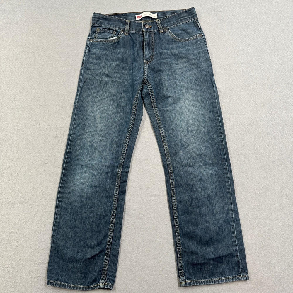 Y2K Levi's 505 Jeans Youth 14 REG Blue Medium Wash Denim Straight Leg Relaxed